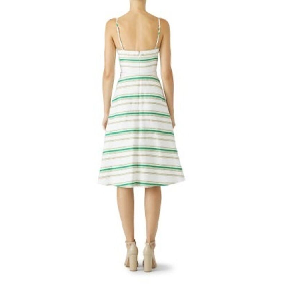 HUTCH White Green Striped Marissa Full Skirt Sweetheart Neckline Dress Size 8 - Picture 3 of 12